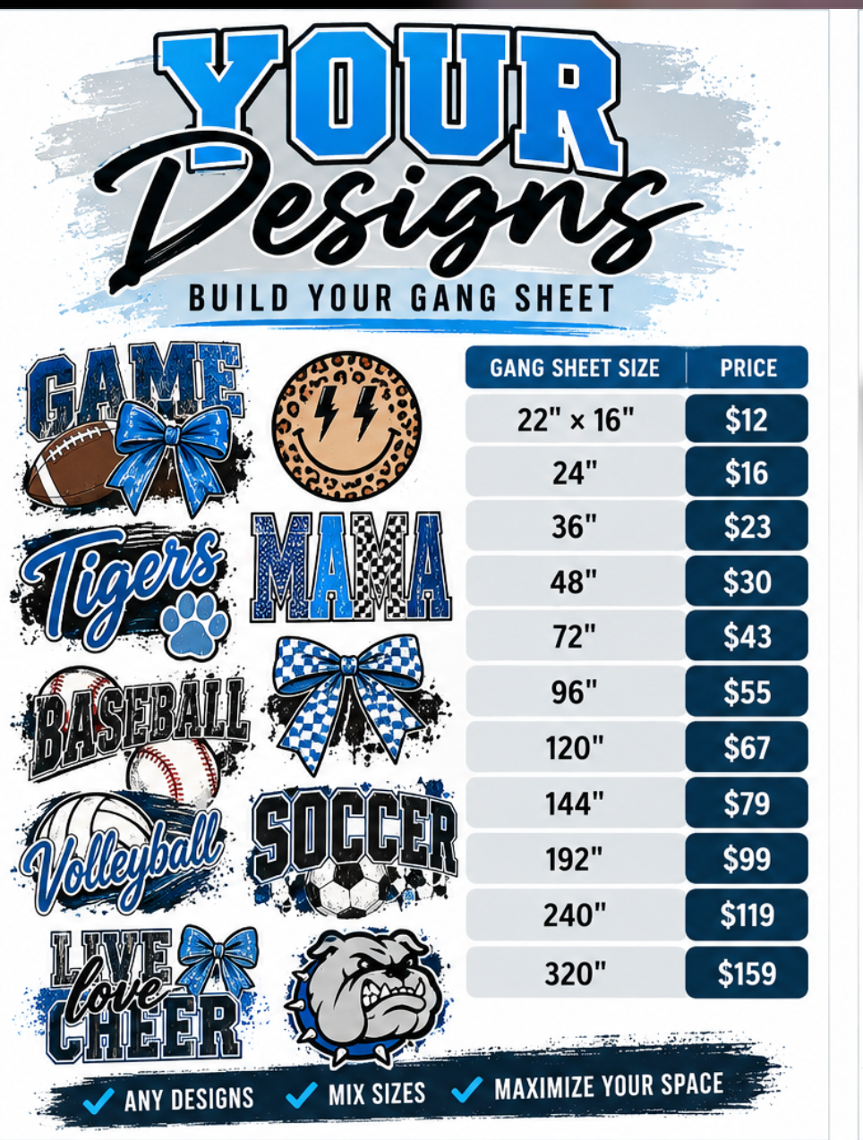 Use Our Gang Sheet Builder