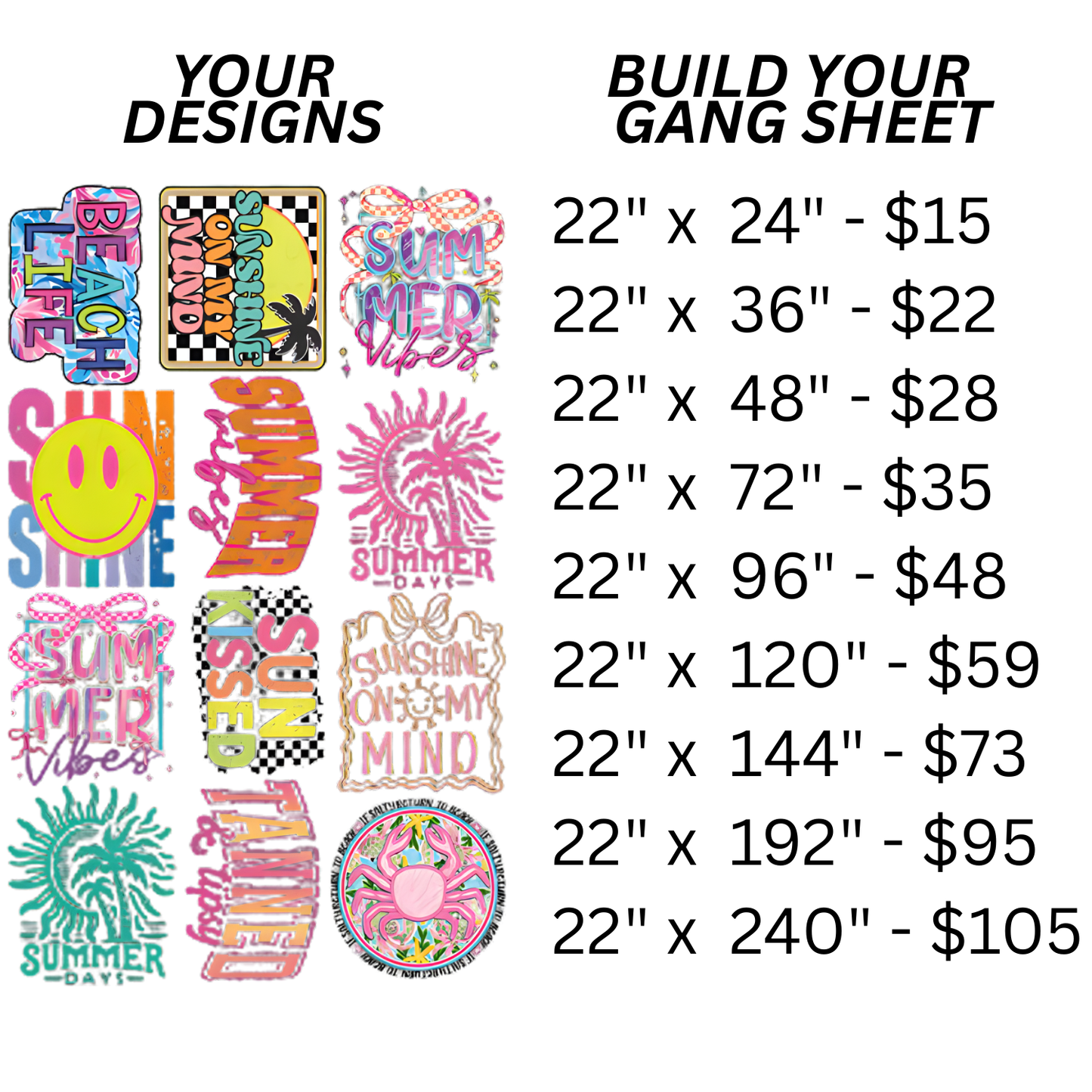 Use Our Gang Sheet Builder